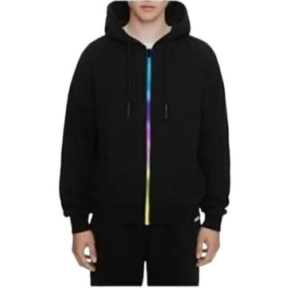 Eleven Paris Mens Black Hoodie Jacket New Large